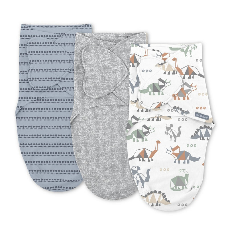 SwaddleMe by Ingenuity Monogram Swaddle Wrap 0-3 Months - Dino Mite - 3pk