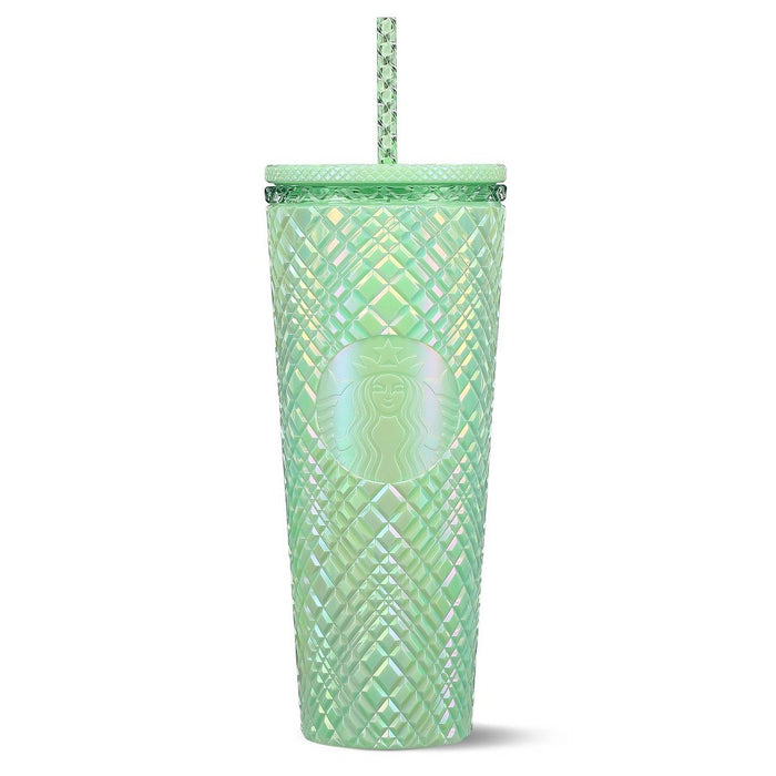 Starbucks Light Green Jeweled Plastic Cold Cup - 24 fl oz