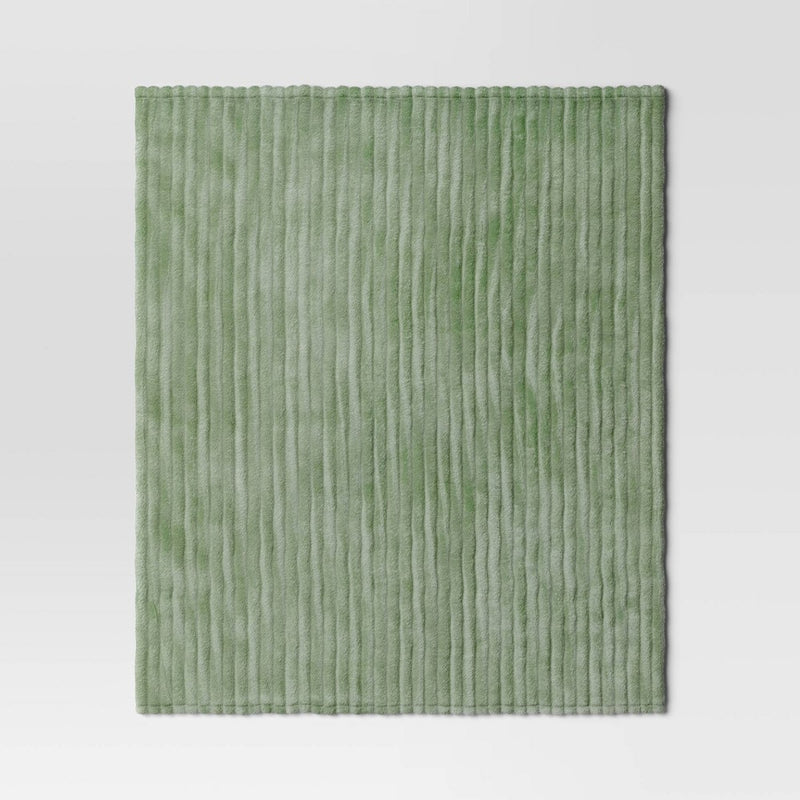 Channeled Plush Throw Blanket Green - Room Essentials: Sensory Friendly, 50x60", Machine Washable