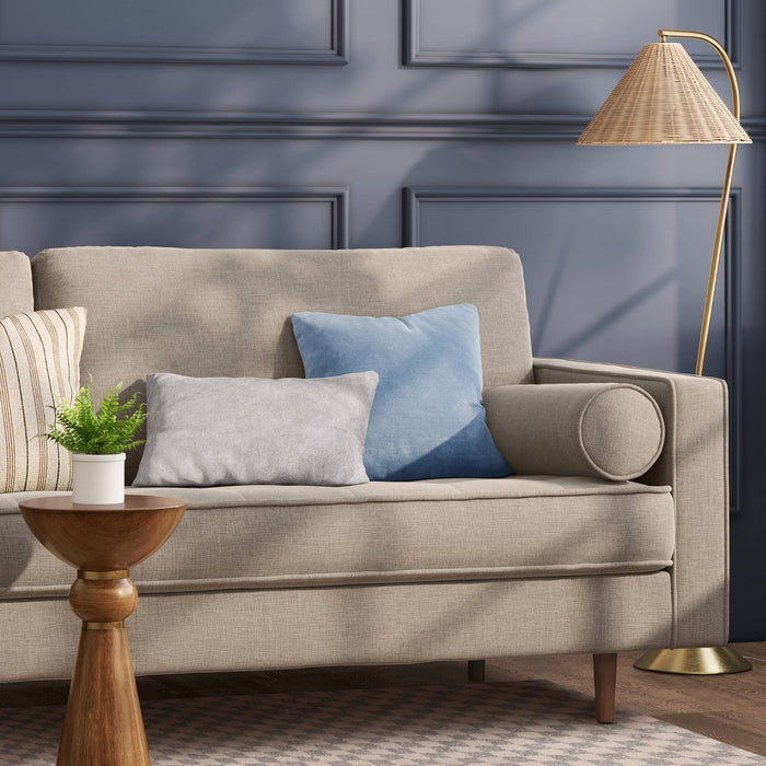 Washed Cotton Velvet Square Throw Pillow Light Blue - Threshold: Indoor Decorative Cushion, Removable Cover, Polyester Fill
