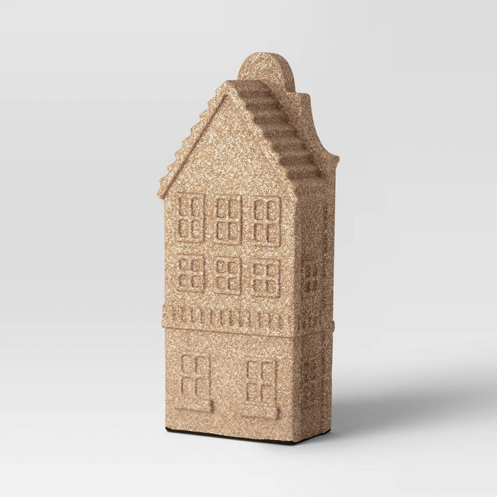Glittered House Christmas Village Building - Wondershop Champagne
