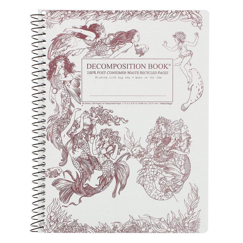 Decomposition Book 160 Sheet College Ruled Spiral Notebook 7.5"x9.75" Mermaids
