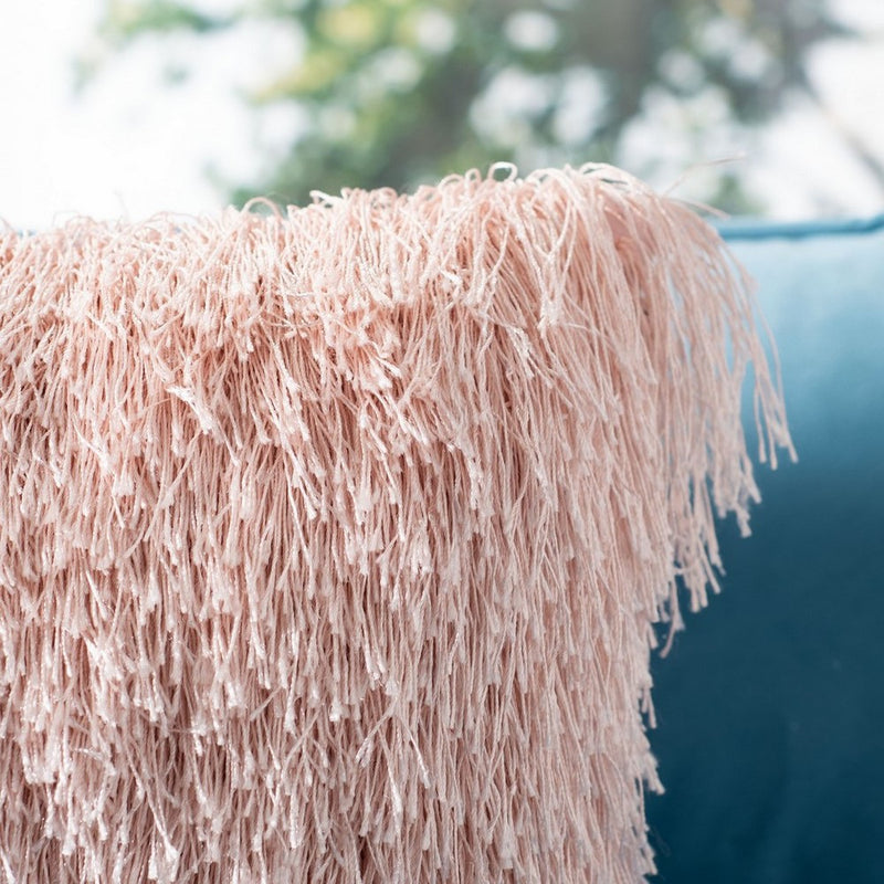 Indoor/Outdoor Shag Pillow - Blush - 14" x 24" - Safavieh . (LOCAL PICKUP ONLY)