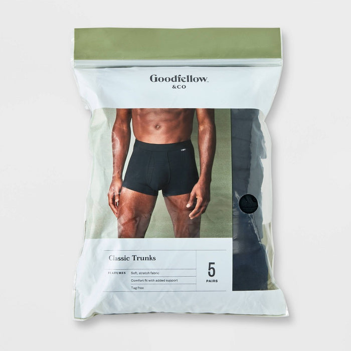 Men's Trunks 5pk - Goodfellow & Co Black L
