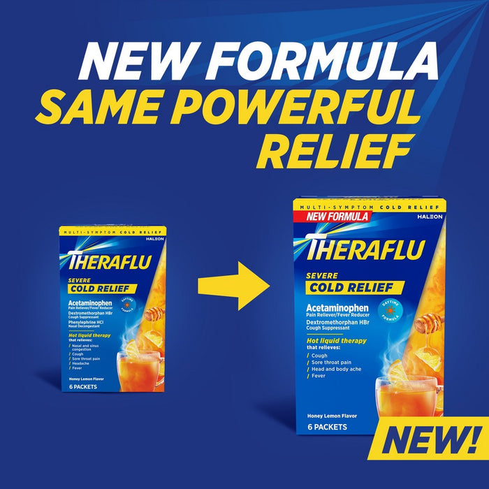 Theraflu Multi-Symptom Severe Cold Relief Powder - Acetaminophen - Honey Lemon - 6ct