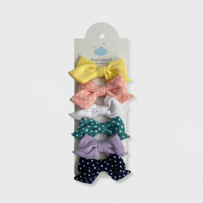 Baby Girls' 6pk Polka Jersey Bow Hair Clips - Cloud Island
