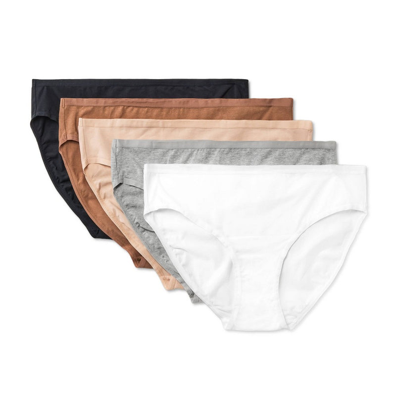 Women's 5pk Cotton Blend Bikini Underwear - Dealworthy Assorted Neutral XXL