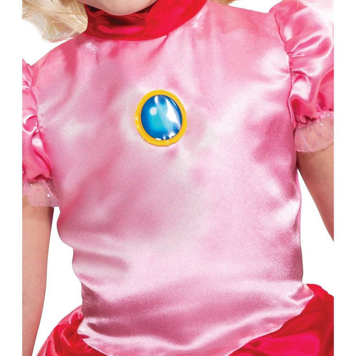 Toddler Super Mario Princess Peach Halloween Costume Dress with Headpiece 3-4T
