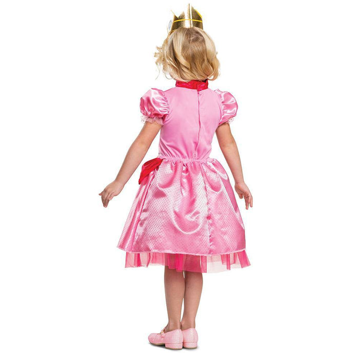 Toddler Super Mario Princess Peach Halloween Costume Dress with Headpiece 3-4T