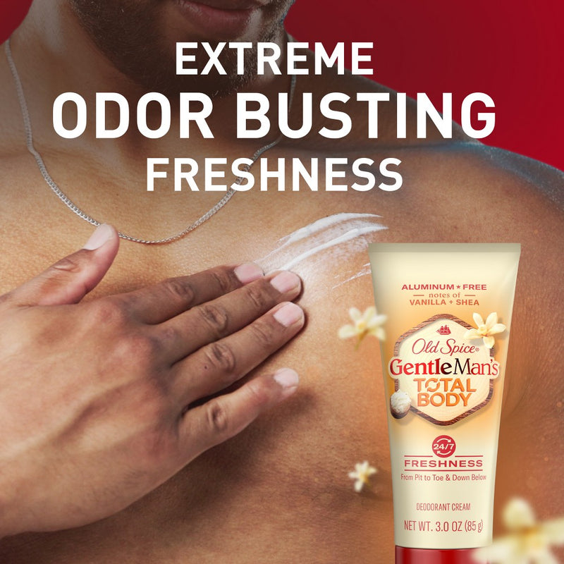 Old Spice Whole Body Deodorant for Men - Total Body Aluminum Free Deodorant Cream - Vanilla & Shea - 3oz