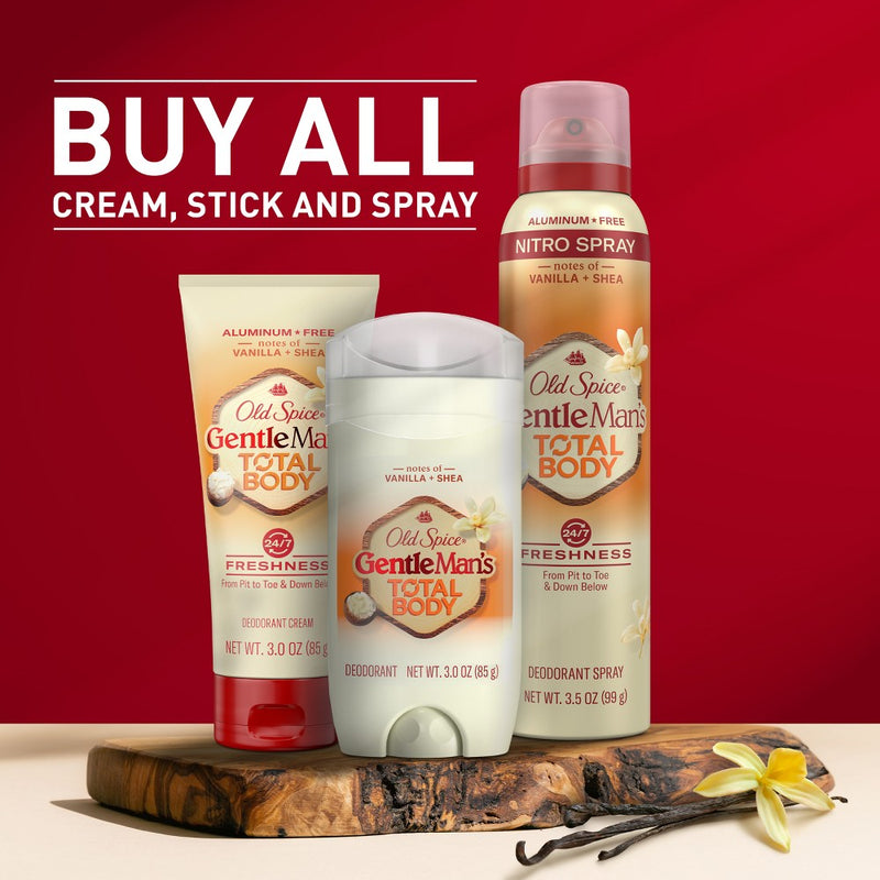Old Spice Whole Body Deodorant for Men - Total Body Aluminum Free Deodorant Cream - Vanilla & Shea - 3oz