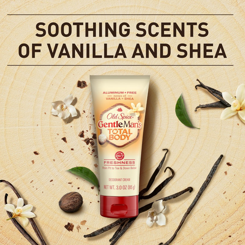 Old Spice Whole Body Deodorant for Men - Total Body Aluminum Free Deodorant Cream - Vanilla & Shea - 3oz