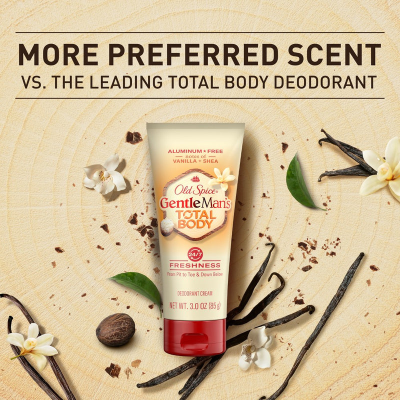 Old Spice Whole Body Deodorant for Men - Total Body Aluminum Free Deodorant Cream - Vanilla & Shea - 3oz