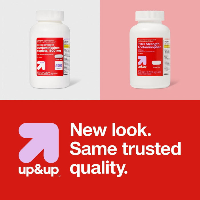 Acetaminophen Extra Strength Pain Reliever & Fever Reducer Caplets - 500ct - up&up