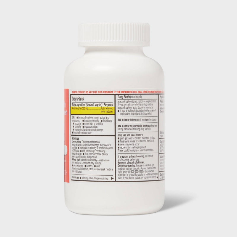 Acetaminophen Extra Strength Pain Reliever & Fever Reducer Caplets - 500ct - up&up