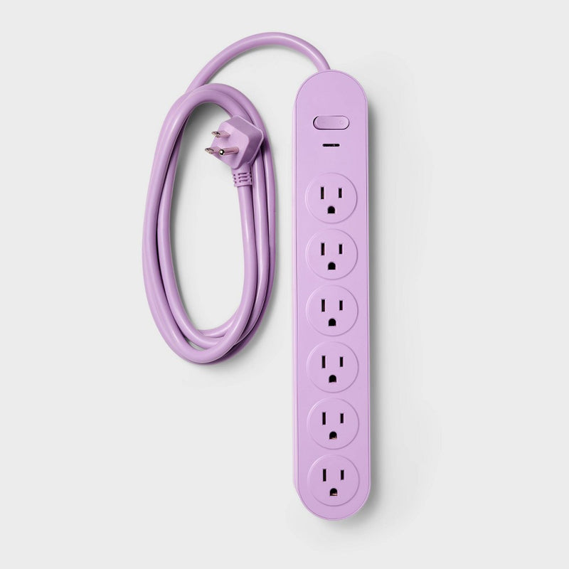 6 Outlet Surge Protector 6' Cord Purple - Heyday