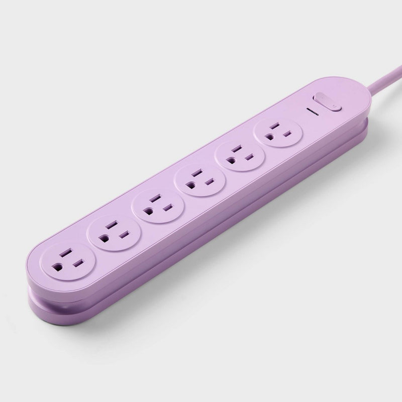 6 Outlet Surge Protector 6' Cord Purple - Heyday