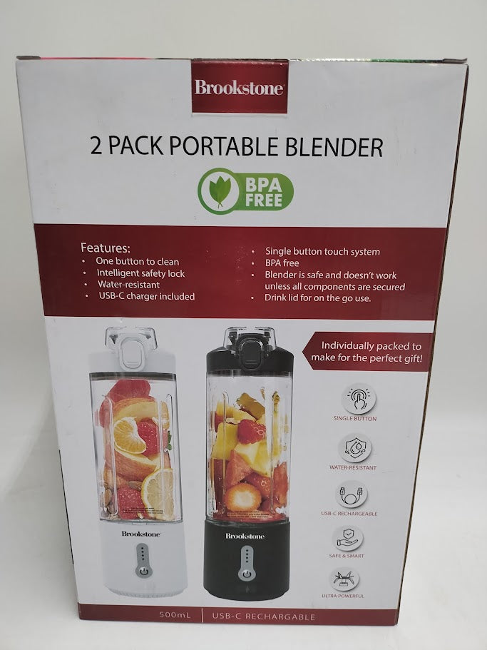 Brookstone Portable Blender Dual Pack - Black/White