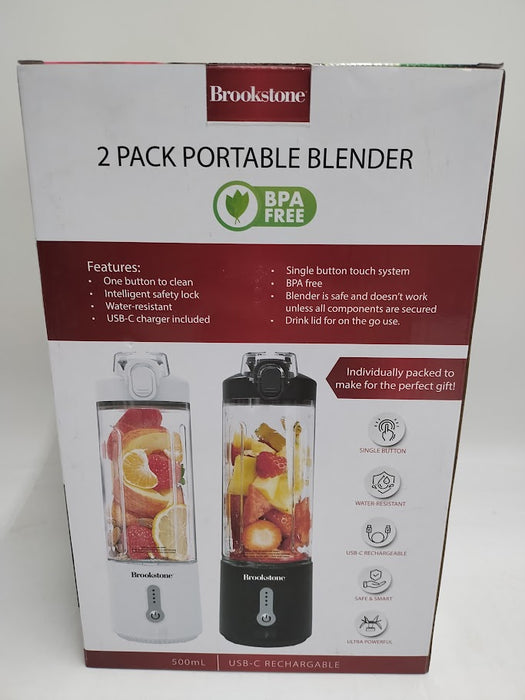 Brookstone Portable Blender Dual Pack - Black/White
