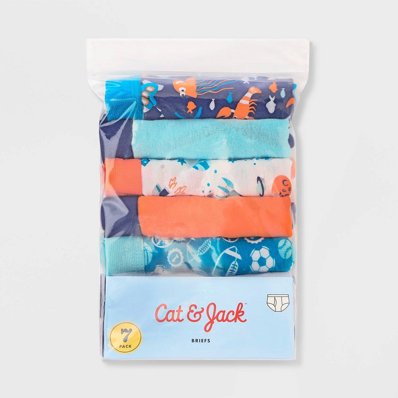 Toddler Boys' 7pk Sharks Printed Briefs - Cat & Jack Blue 4T