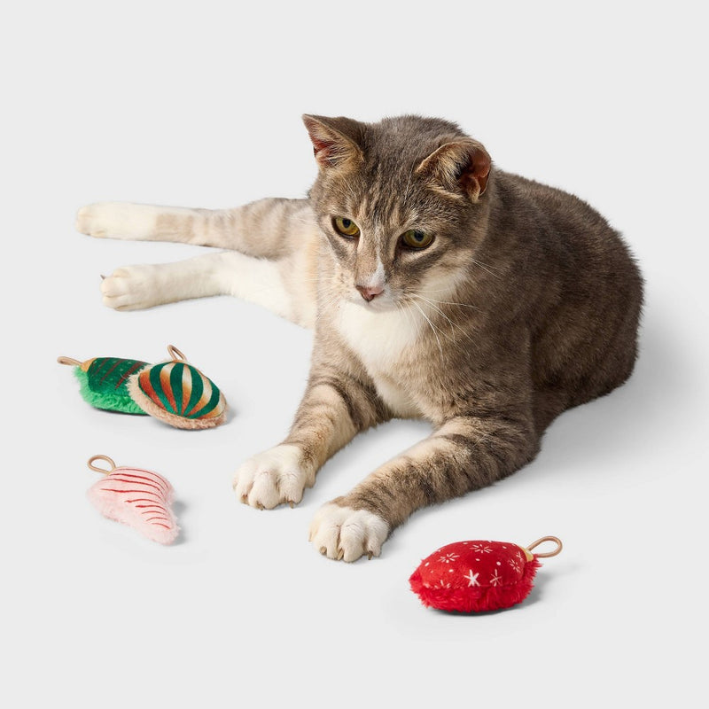 Finger Ornament Cat Plush Toy Set - 4pk - Wondershop