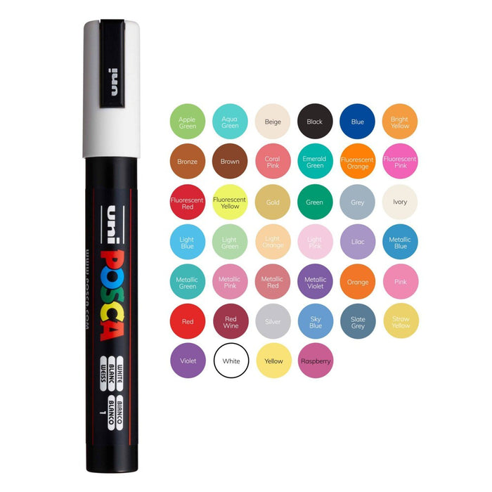 POSCA PC-5M Water Based Metallic Paint Markers - Medium (1.8-2.5mm) -4 Pack