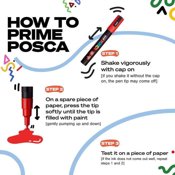 POSCA PC-5M Water Based Metallic Paint Markers - Medium (1.8-2.5mm) -4 Pack