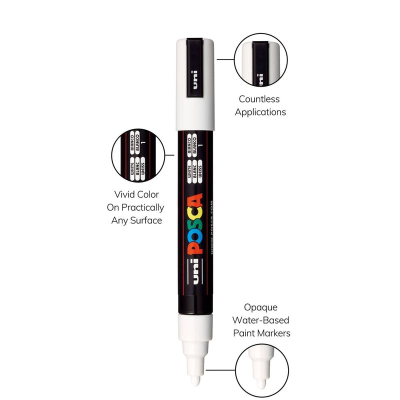 POSCA PC-5M Water Based Metallic Paint Markers - Medium (1.8-2.5mm) -4 Pack