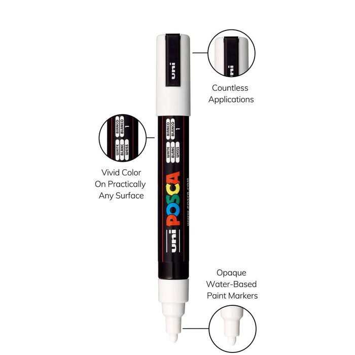 POSCA PC-5M Water Based Metallic Paint Markers - Medium (1.8-2.5mm) -4 Pack