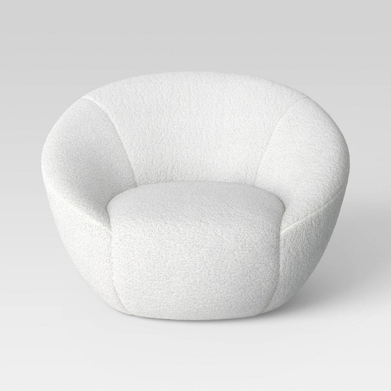 Swivel Accent Chair Faux Shearling Cream (FA) - Room Essentials (LOCAL PICKUP ONLY)