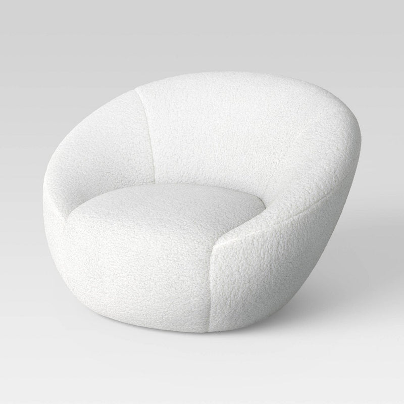 Swivel Accent Chair Faux Shearling Cream (FA) - Room Essentials (LOCAL PICKUP ONLY)