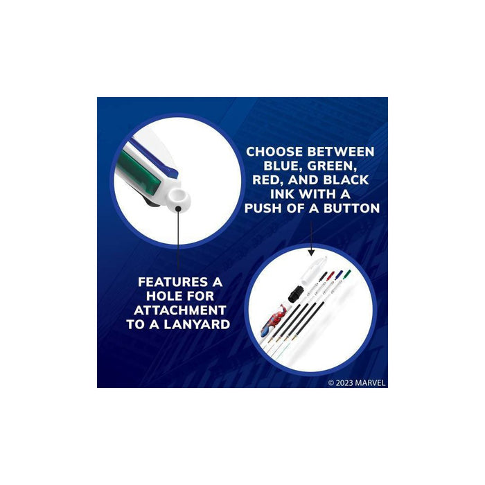 BIC 4 Color Spider-Man Retractable Ball Pens Medium Point (1.0mm) 2 Pk with Long Lasting Ink