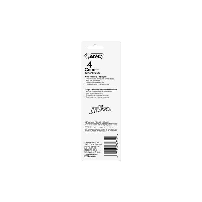 BIC 4 Color Spider-Man Retractable Ball Pens Medium Point (1.0mm) 2 Pk with Long Lasting Ink