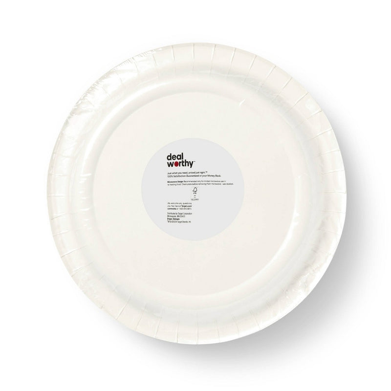 White Disposable Paper Plates 10" - 50ct - Dealworthy