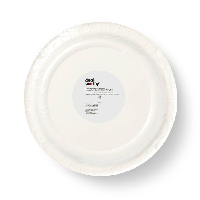 White Disposable Paper Plates 10" - 50ct - Dealworthy
