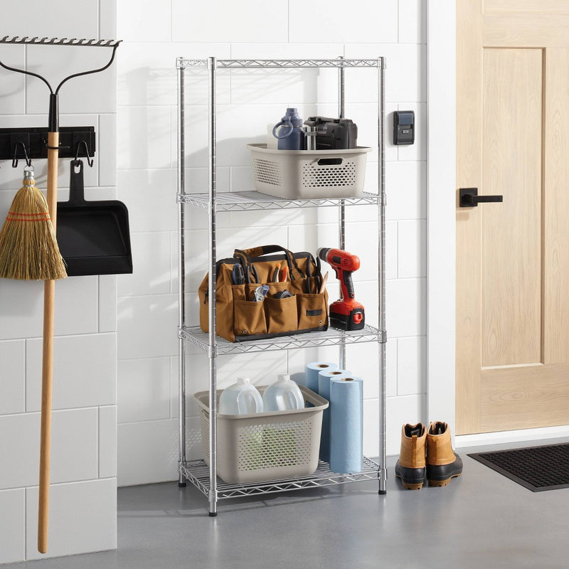 4 Tier Wire Shelving Chrome - Brightroom (LOCAL PICKUP ONLY)