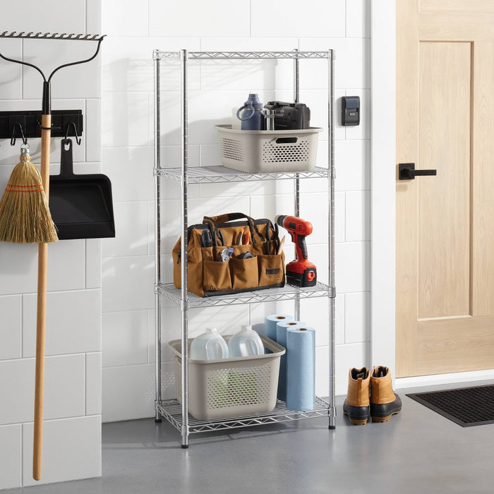 4 Tier Wire Shelving Chrome - Brightroom (LOCAL PICKUP ONLY)