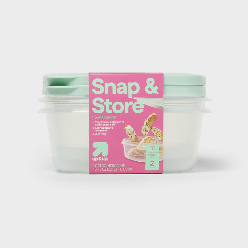 Deep Square Food Storage Containers - 40 fl oz/2ct - up&up