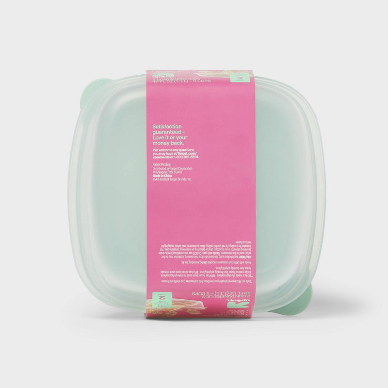 Deep Square Food Storage Containers - 40 fl oz/2ct - up&up