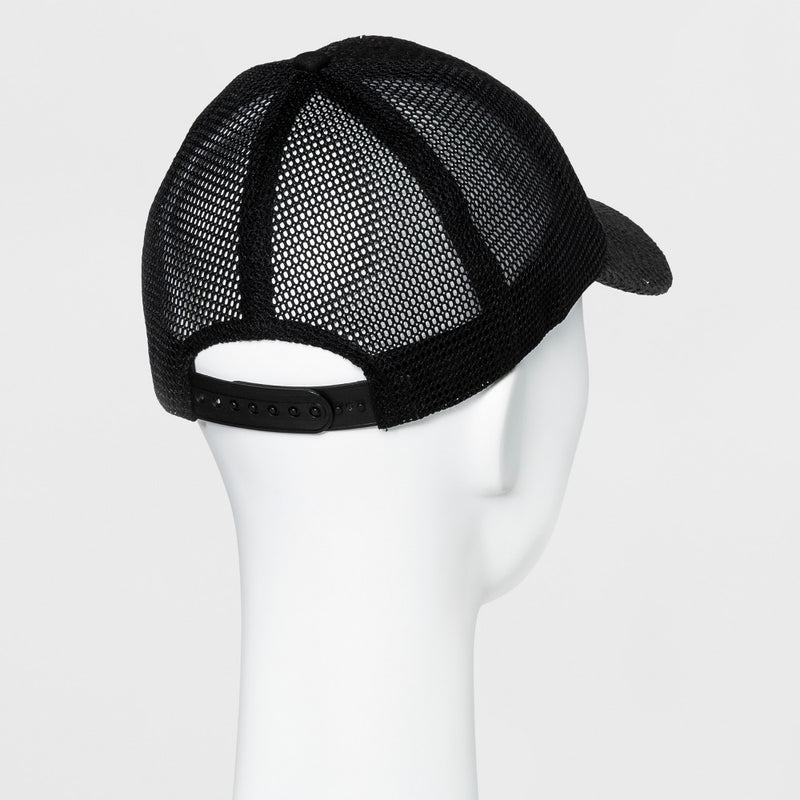 Women's Woven Straw Baseball Hat with Mesh Back - Mossimo Supply Co. Black