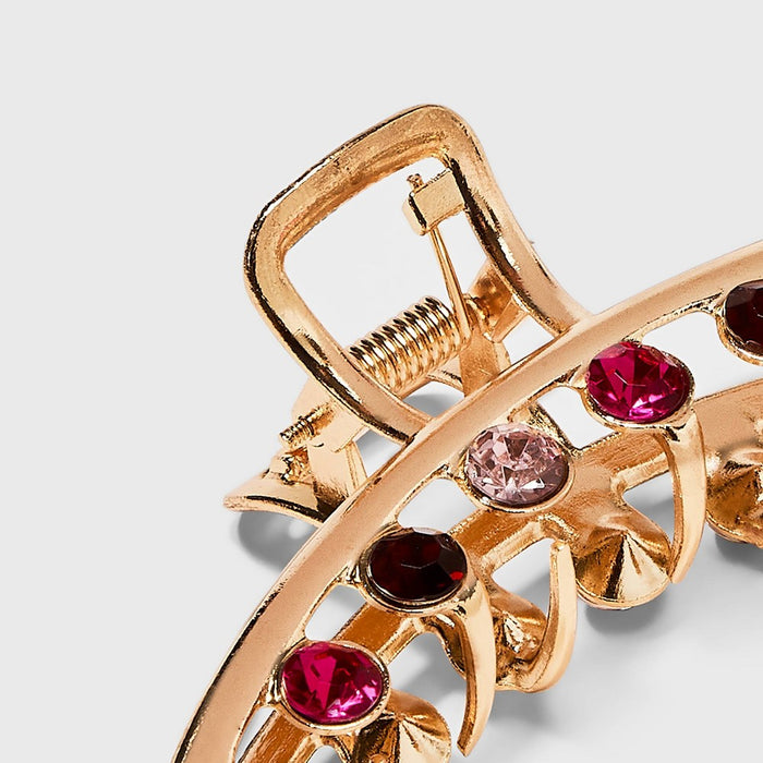 Rhinestone Claw Hair Clip - A New Day Pink/Gold