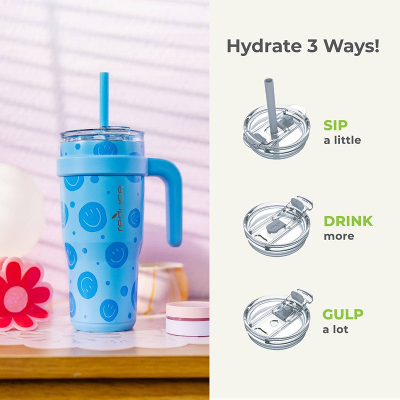 Reduce 24oz Cold1 Vacuum Insulated Stainless Steel Straw Tumbler Mug Blue