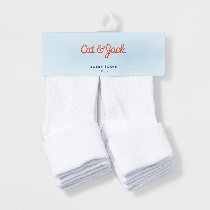 Toddler 6pk Low Cut Bobby Socks - Cat & Jack White 2T-3T