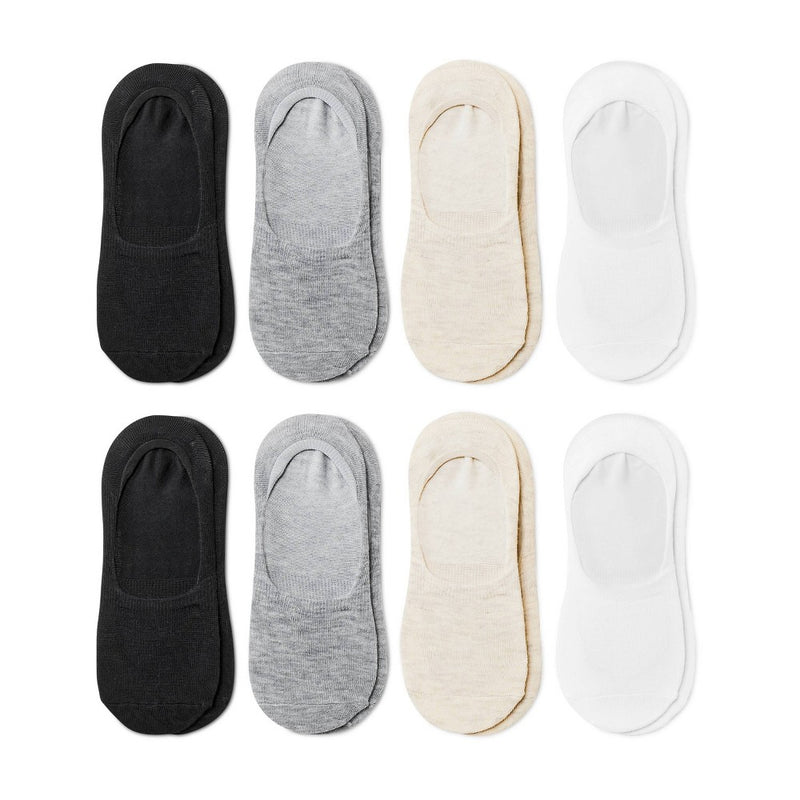 Women's 8pk Liner Socks - Dealworthy White/Heather Gray/Oatmeal Heather/Black 4-10