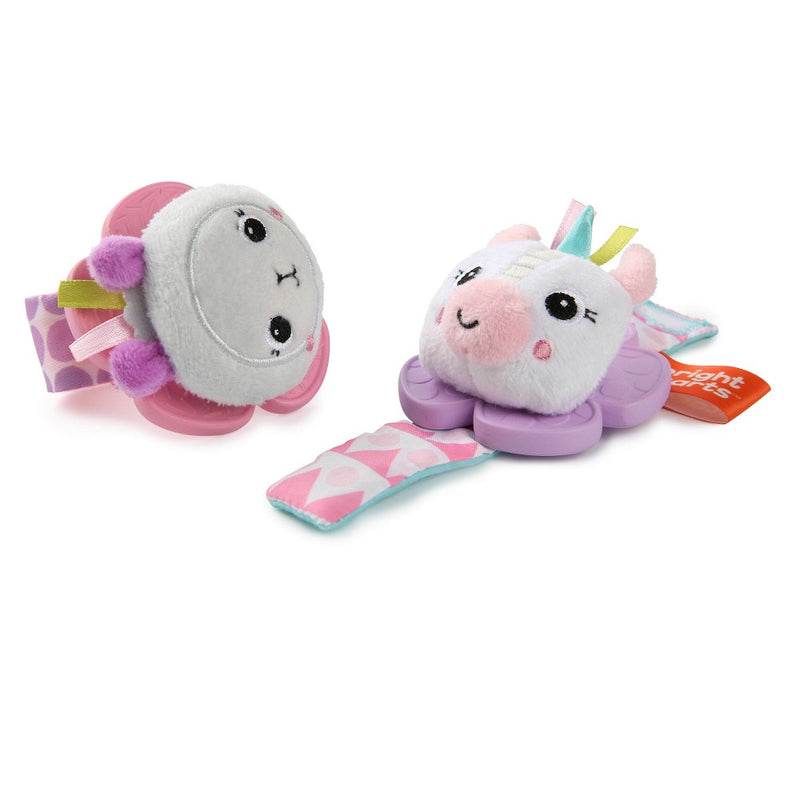 Bright Starts Rattle & Teether Wrist Pals Toy - Unicorn & Llama