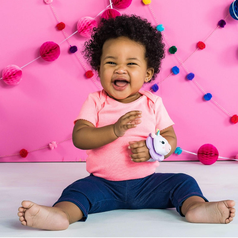 Bright Starts Rattle & Teether Wrist Pals Toy - Unicorn & Llama