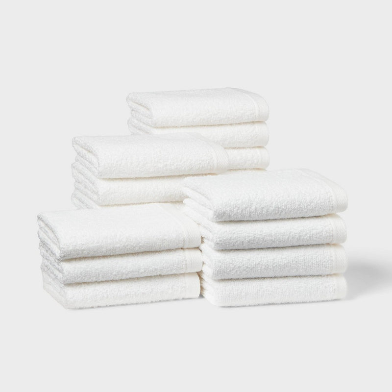18pk Everyday Washcloths White - Room Essentials