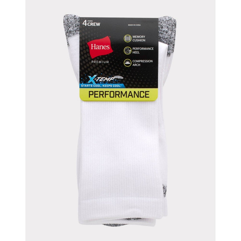 Hanes Premium Men's Performance Crew Socks 4pk - White 6-12