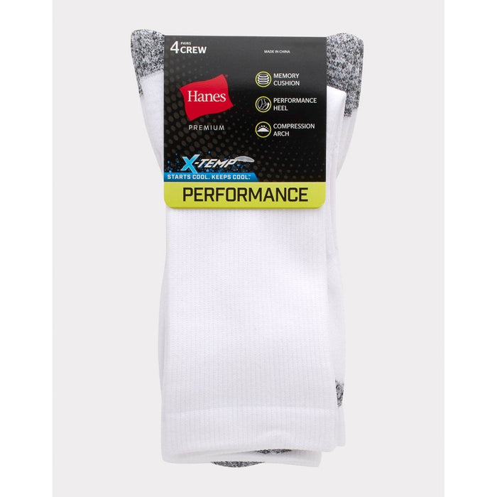 Hanes Premium Men's Performance Filament Crew Socks 4pk - White 6-12