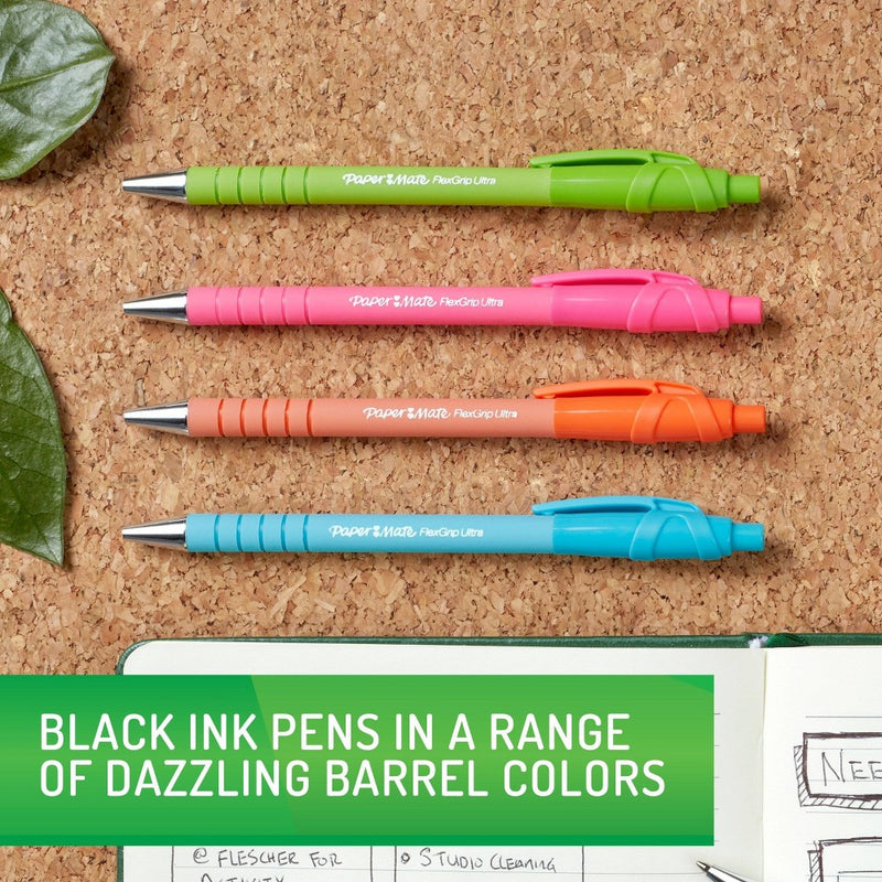 Paper Mate 4pk Ballpoint Pens Black Ink Flexgrip Ultra